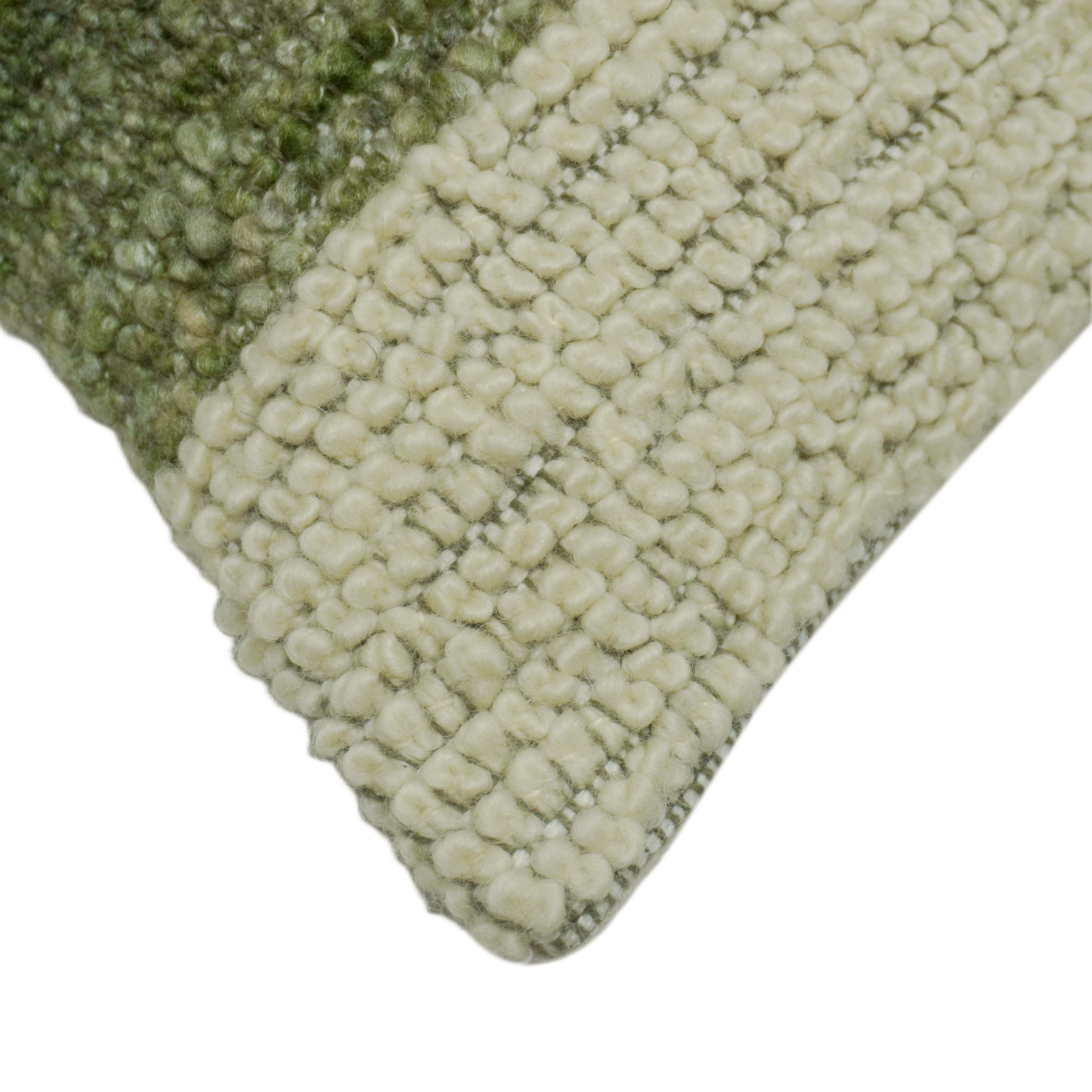 Handwoven Olive Green & Ivory Textured Cushion Cover – 45 x 45 cm | Modern Two-Tone Accent Pillow Cover