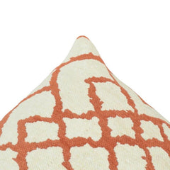Terracotta Trellis Jacquard Cotton Cushion Cover – 45x45 cm | Geometric Lattice Design | Decorative Sofa Cushion
