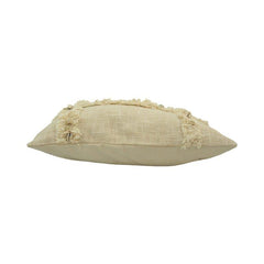 Boho Shell Fringe Cushion Cover – Handcrafted Textured Cotton Lumbar Pillow | 35 x 50 cm