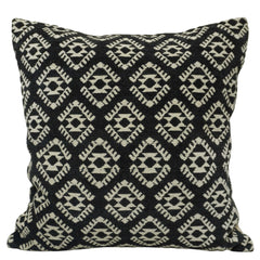 Black & Ivory Geometric Jacquard Cushion Cover 45x45 cm | Woven Cotton Decorative Throw Pillow Cover | Modern Boho Sofa Cushion Cover with Hidden Zip