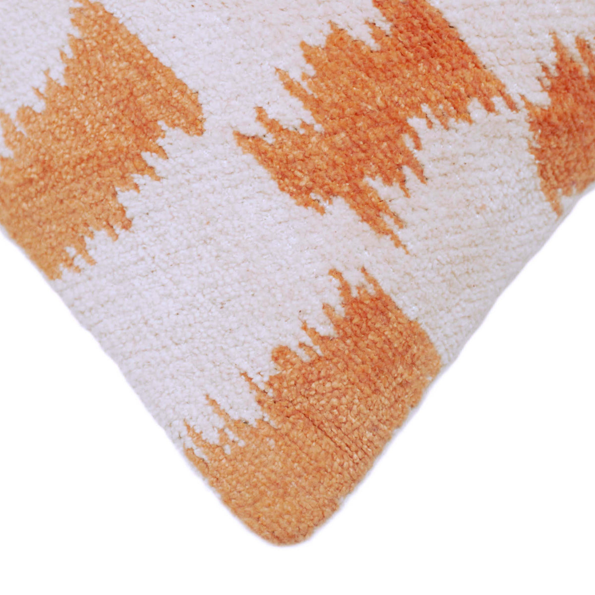 Orange & Cream Geometric Jacquard Cushion Cover – 35 x 50 cm