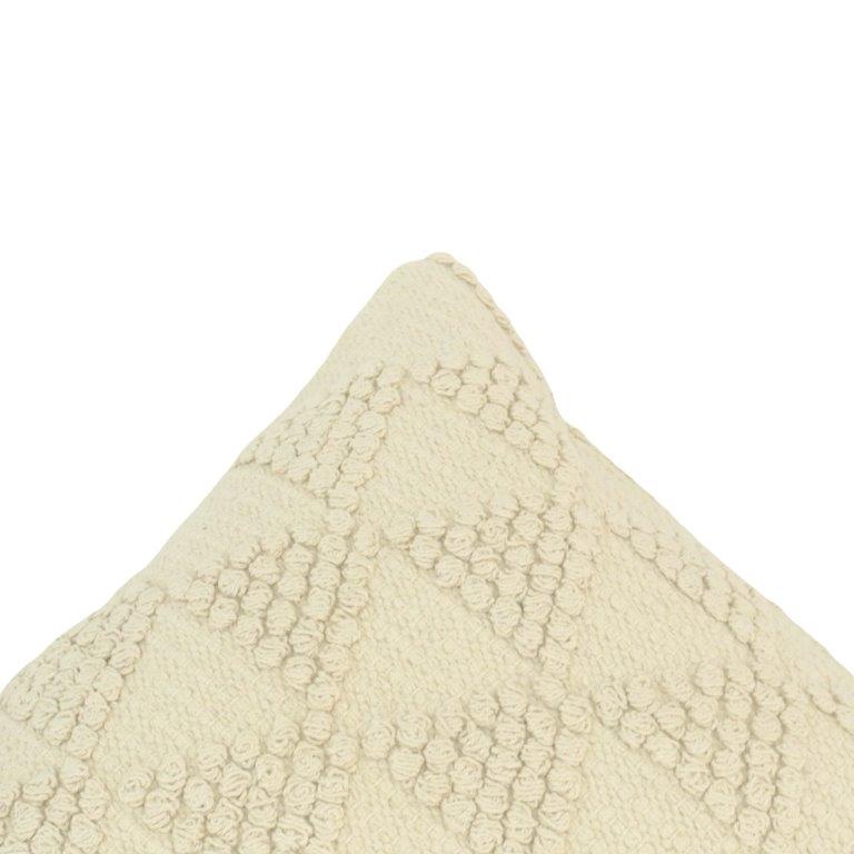Handmade Textured Cotton Cushion Cover 45x45 cm | Boho Tufted Geometric Throw Pillow Cover | Cream Decorative Cushion - Bulk manufacturer & supplier from Panipat, India