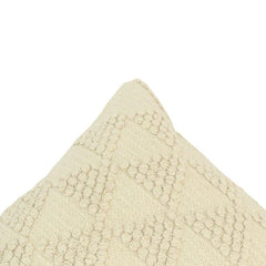 Handmade Textured Cotton Cushion Cover 45x45 cm | Boho Tufted Geometric Throw Pillow Cover | Cream Decorative Cushion