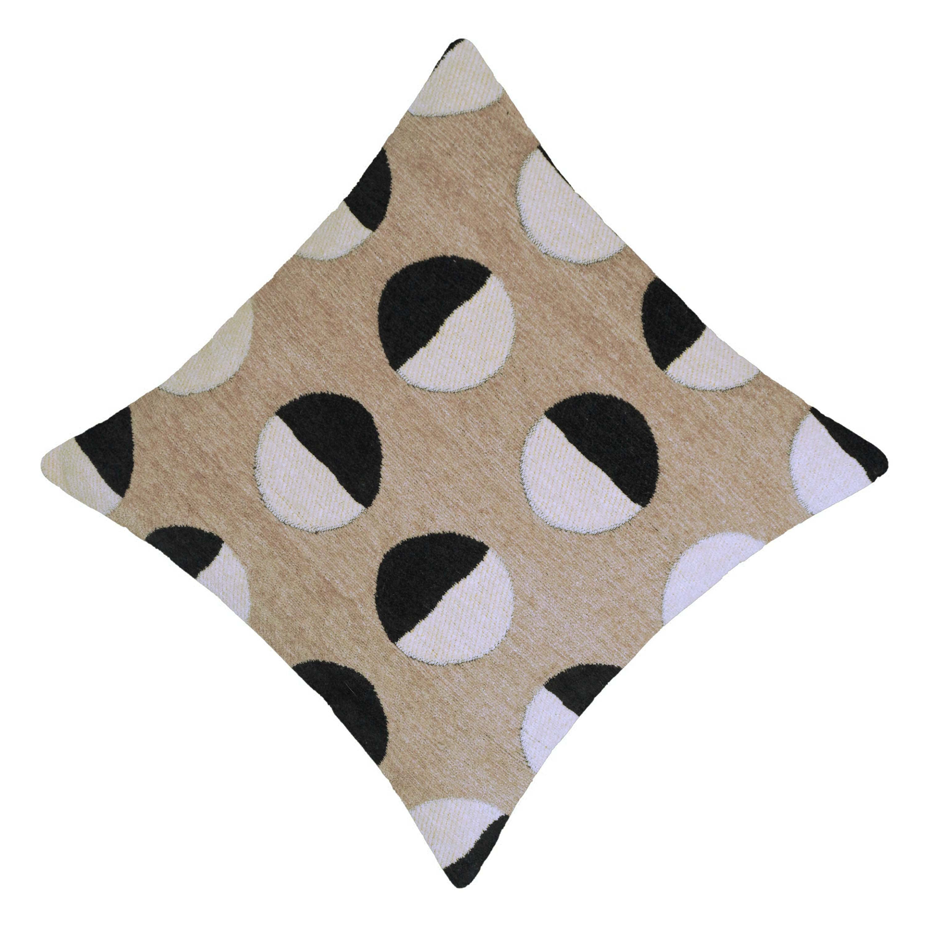Beige and black abstract geometric jacquard cushion cover 45x45 cm
