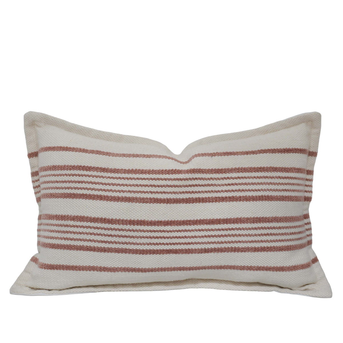 Handwoven Cotton Striped Cushion Cover 35x50 cm | Rustic Woven Lumbar Pillow Cover | Hidden Zip | Modern Farmhouse & Boho Home Décor - Bulk manufacturer & supplier from Panipat, India