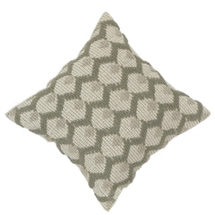Textured Geometric Embroidered Cotton Cushion Cover – Sage Green & Ivory | 18x18 Inch Decorative Pillow Cover