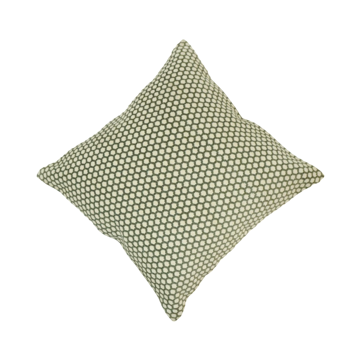 Handmade Geometric Dot Cotton Cushion Cover 45x45 cm | Textured Embroidered Throw Pillow Cover | Sage Green & Ivory Decorative Cushion - Bulk manufacturer & supplier from Panipat, India