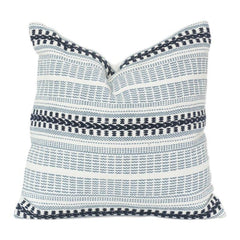 Handwoven Striped Embroidered Cotton Cushion Cover | Textured Boho Geometric Design | 18x18 Inch