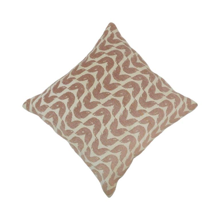 Blush Wave Jacquard Cotton Cushion Cover – 45x45 cm | Modern Abstract Woven Pillow Cover