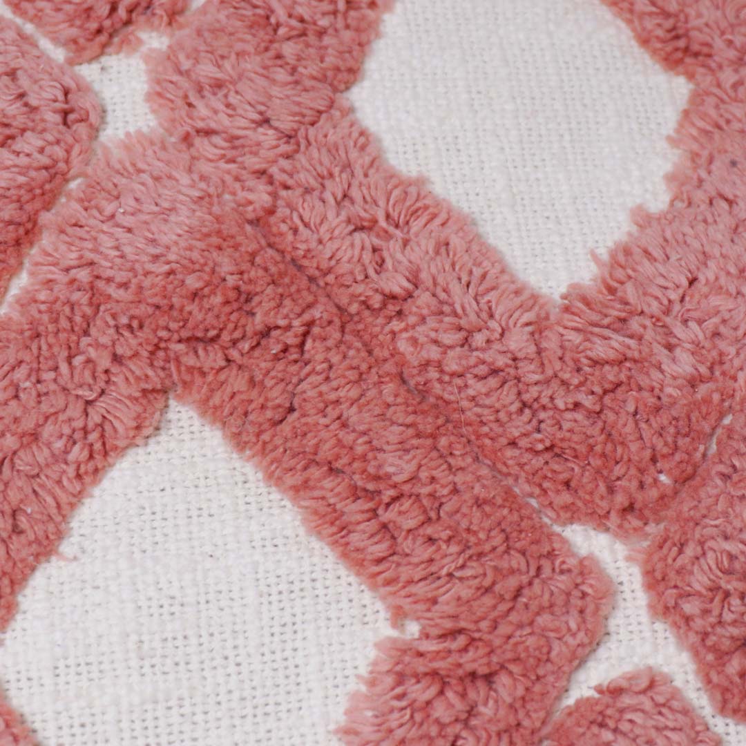 Handmade Tufted Cotton Cushion Cover 45x45 cm – Blush Pink Geometric Diamond Pattern Decorative Throw Pillow Cover - Bulk manufacturer & supplier from Panipat, India