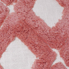 Handmade Tufted Cotton Cushion Cover 45x45 cm – Blush Pink Geometric Diamond Pattern Decorative Throw Pillow Cover