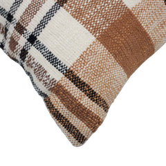 Handwoven Cotton Checkered Cushion Cover 45x45 cm | Woven Plaid Decorative Throw Pillow Cover | Soft Cotton Sofa & Bed Cushion Cover with Hidden Zipper