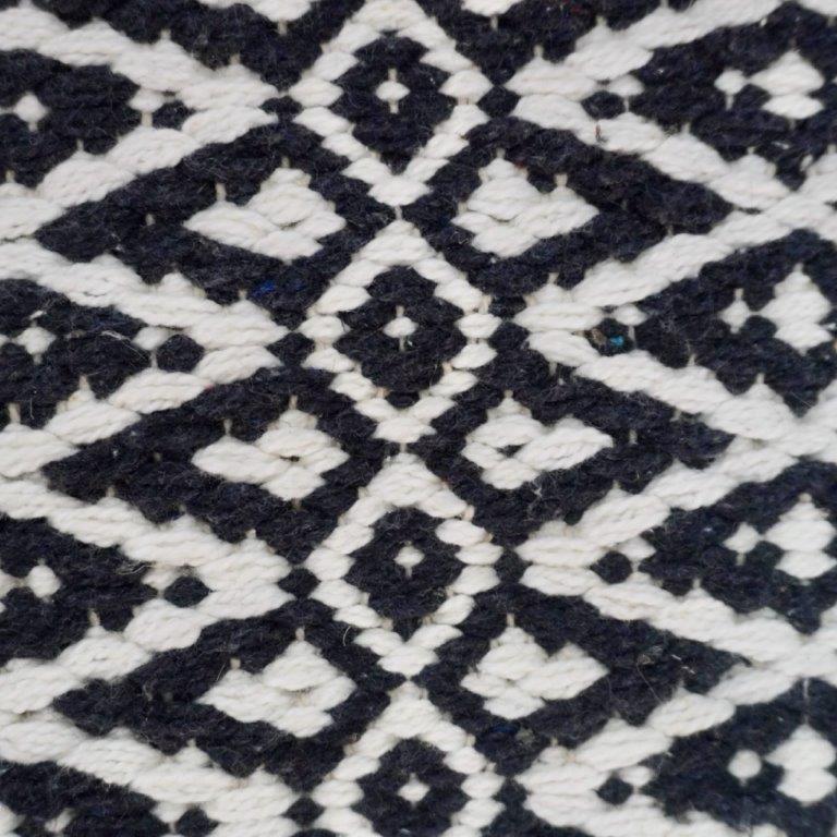 Hadmaddee Geometric Woven Cotton Cushion Cover 45x45 cm | Black & White Tribal Pattern Decorative Pillow Cover - Bulk manufacturer & supplier from Panipat, India