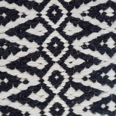 Hadmaddee Geometric Woven Cotton Cushion Cover 45x45 cm | Black & White Tribal Pattern Decorative Pillow Cover