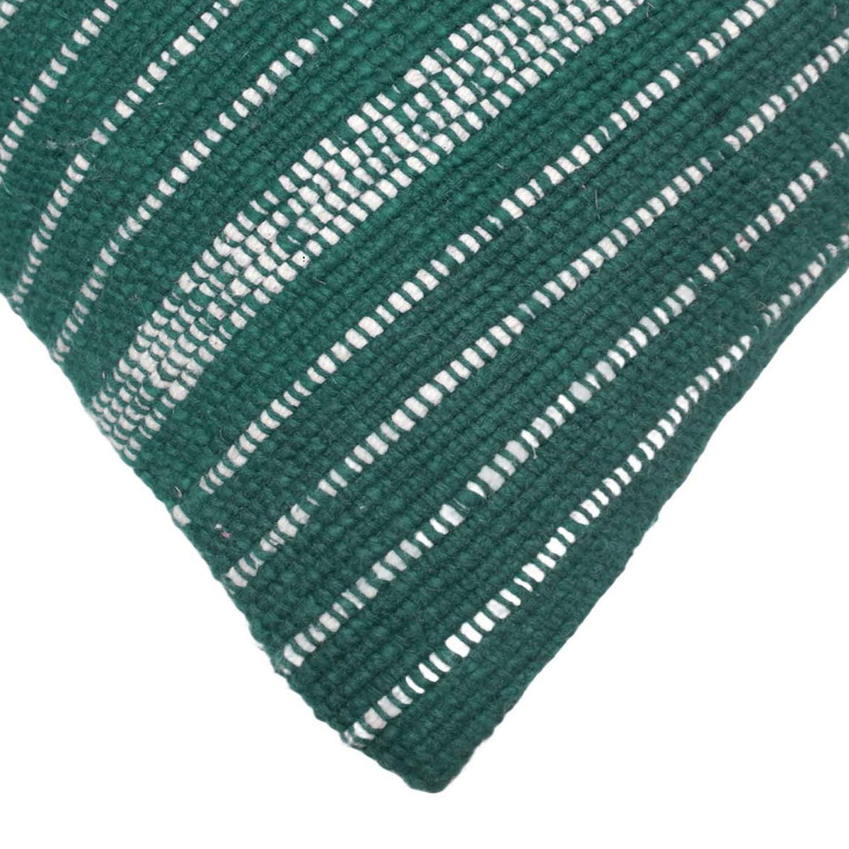 Handwoven Teal & White Striped Cushion Cover – 45 x 45 cm | Textured Bohemian Accent Pillow Cover