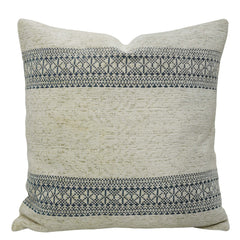 Ivory & Blue Geometric Jacquard Cotton Cushion Cover 45x45 cm