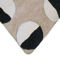 Beige and black abstract geometric jacquard cushion cover 45x45 cm