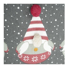 Festive Gnome Pom-Pom Cotton Cushion Cover – Grey Polka Dot Decorative Pillow | 45x45 cm