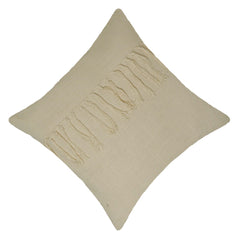 Handwoven Cotton Cushion Cover 45x45 cm | Boho Fringe Tassel Throw Pillow Cover | Natural Ivory Decorative Cushion Cover | Hidden Zip | Sofa & Bed Accent