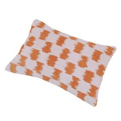 Orange & Cream Geometric Jacquard Cushion Cover – 35 x 50 cm