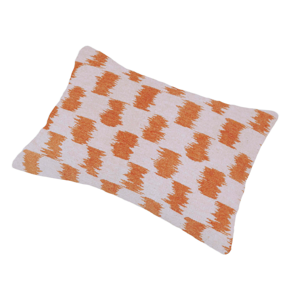 Orange & Cream Geometric Jacquard Cushion Cover – 35 x 50 cm