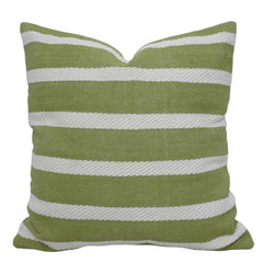 Handwoven Cotton Cushion Cover – Green & White Striped Textured Design, 45 x 45 cm