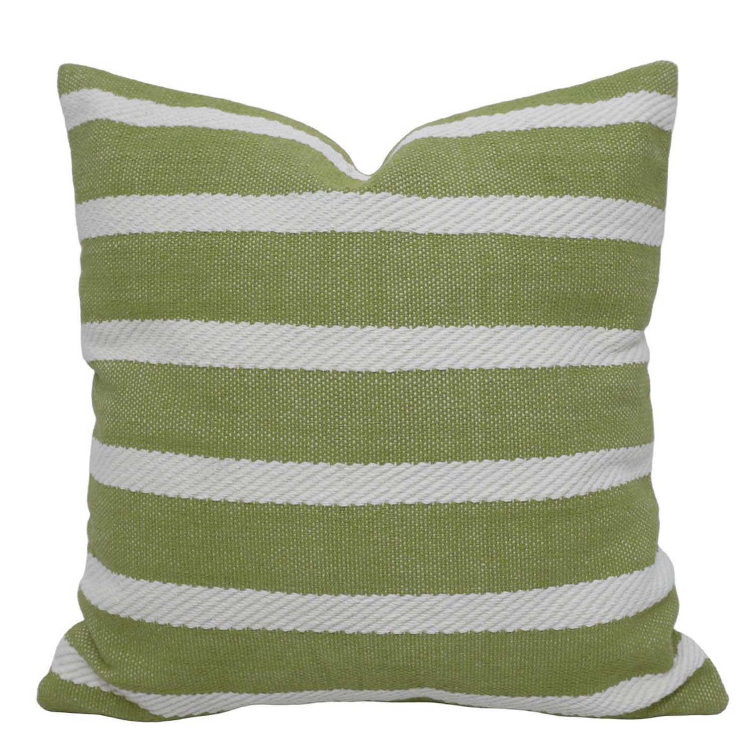 Handwoven Cotton Cushion Cover – Green & White Striped Textured Design, 45 x 45 cm