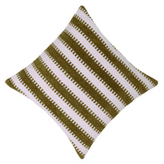 Olive green and cream textured striped handwoven cotton cushion cover 45x45 cm