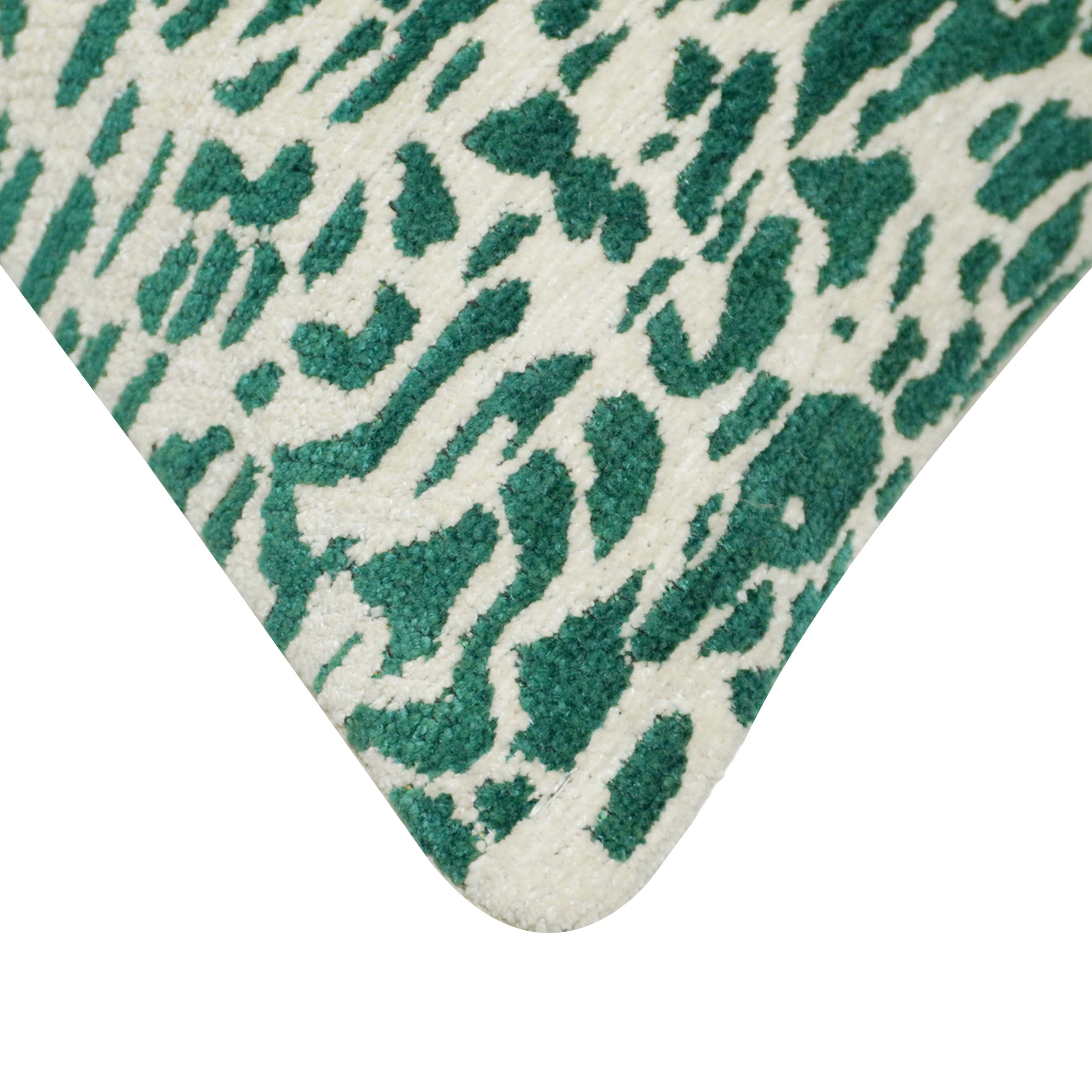 Handwoven Jacquard Cotton Cushion Cover 45x45 cm – Green & Ivory Abstract Pattern Decorative Throw Pillow Cover with Hidden Zipper | Modern Sofa & Living Room Cushion Cover