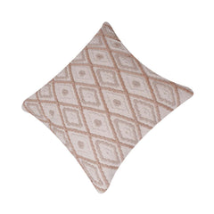 Handmade Tufted Diamond Pattern Cotton Cushion Cover 45x45 cm | Boho Geometric Decorative Throw Pillow Cover | Beige & Ivory