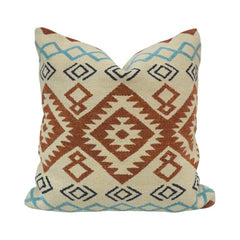 Handmade Aztec Embroidered Cotton Cushion Cover | 45x45 cm Boho Geometric Pillow Cover | Tribal Decorative Cushion