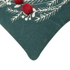 Printed Cotton Cushion Cover with Pom Pom Detailing – 45 x 45 cm