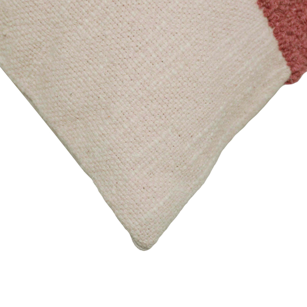 Rust rose and natural striped textured handmade cotton cushion cover 45x45 cm