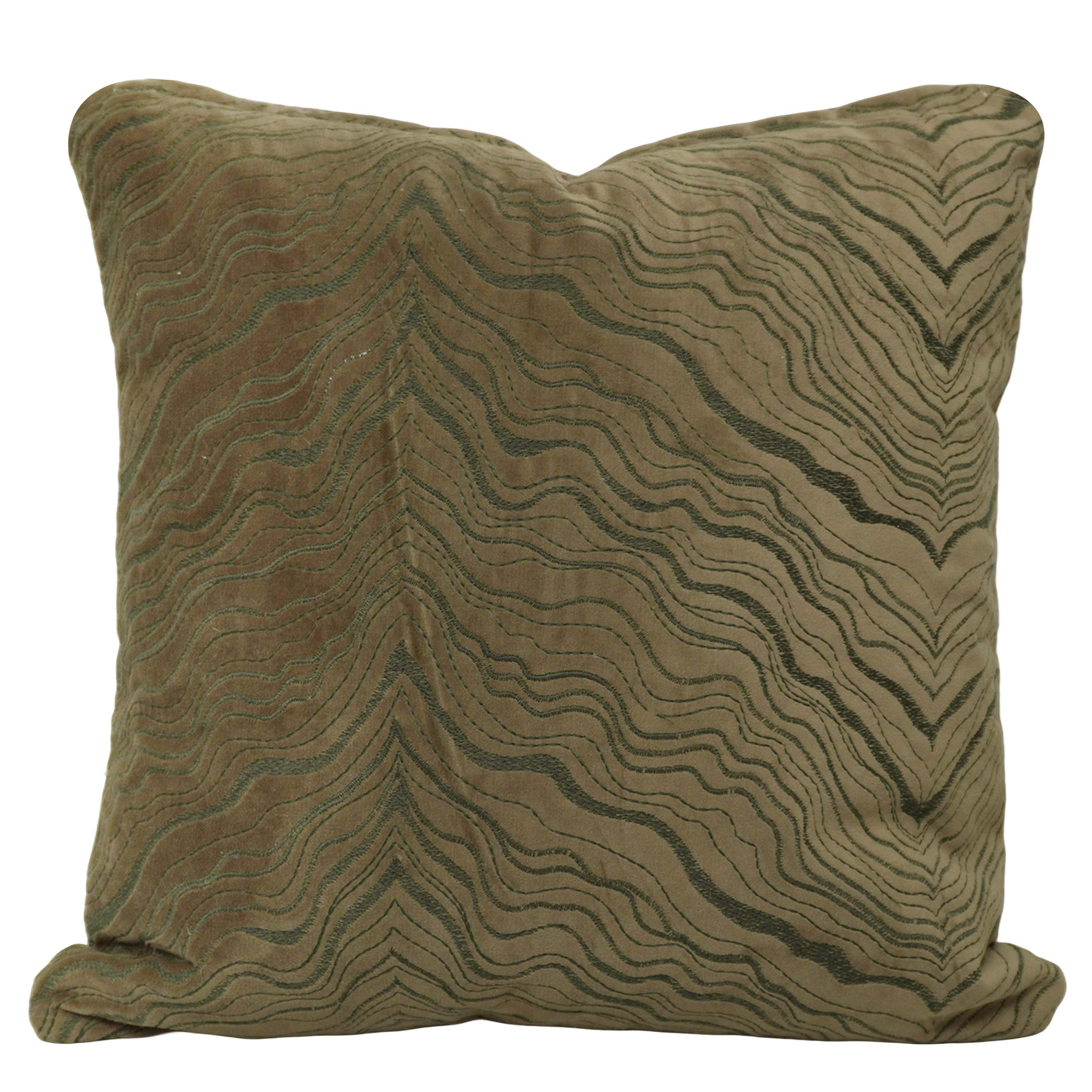Machine Embroidered Abstract Wave Pattern Cushion Cover 45x45 cm | Premium Cotton Decorative Throw Pillow Cover | Hidden Zipper | Modern Home Décor