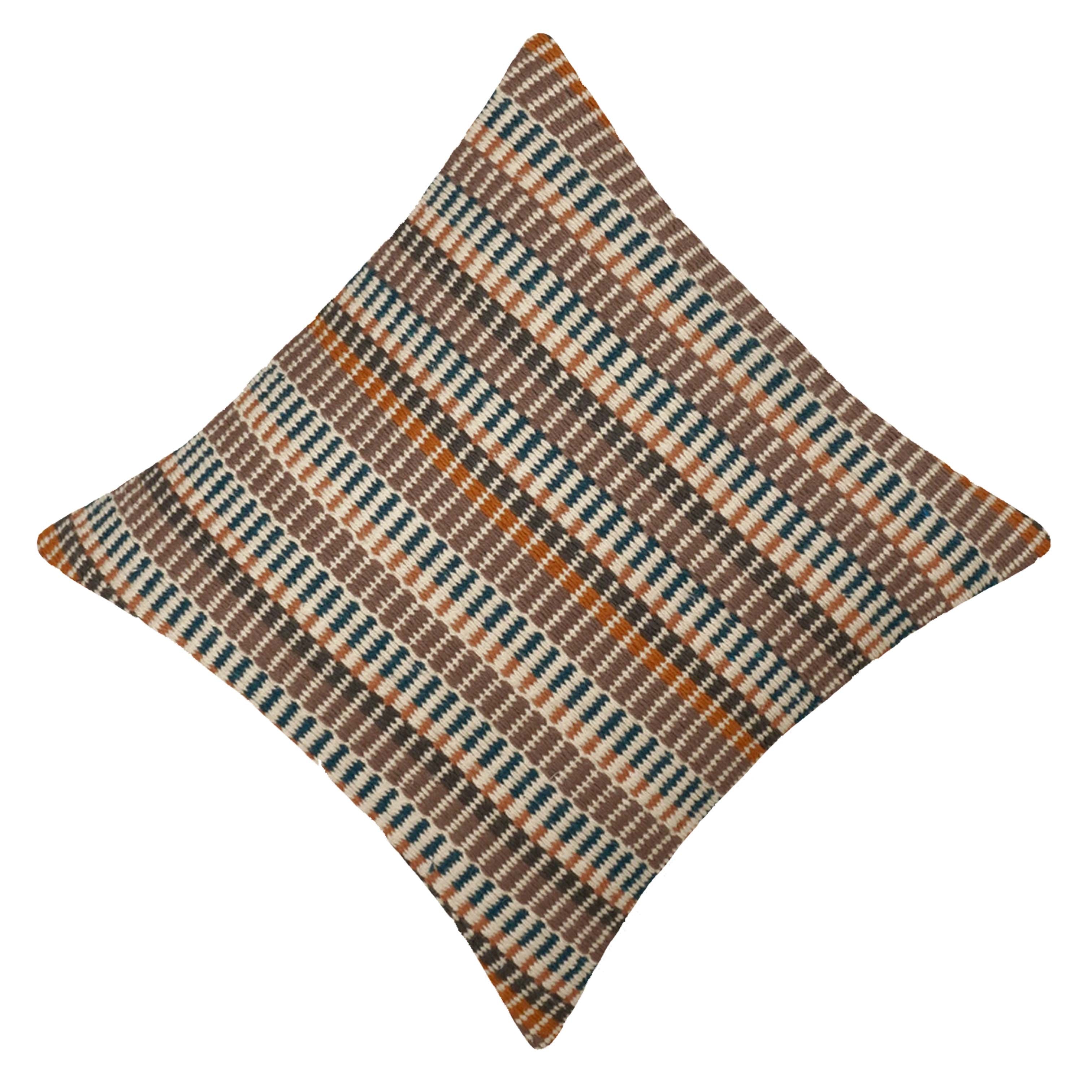 Handwoven Cotton Cushion Cover 45x45 cm | Multicolor Striped Woven Throw Pillow Cover | Boho Farmhouse Decorative Cushion Cover | Hidden Zipper