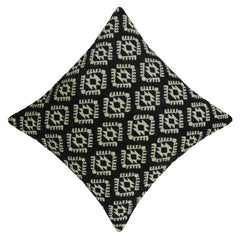 Black & Ivory Geometric Jacquard Cushion Cover 45x45 cm | Woven Cotton Decorative Throw Pillow Cover | Modern Boho Sofa Cushion Cover with Hidden Zip