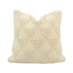 Handmade Textured Cotton Cushion Cover 45x45 cm | Boho Tufted Geometric Throw Pillow Cover | Cream Decorative Cushion