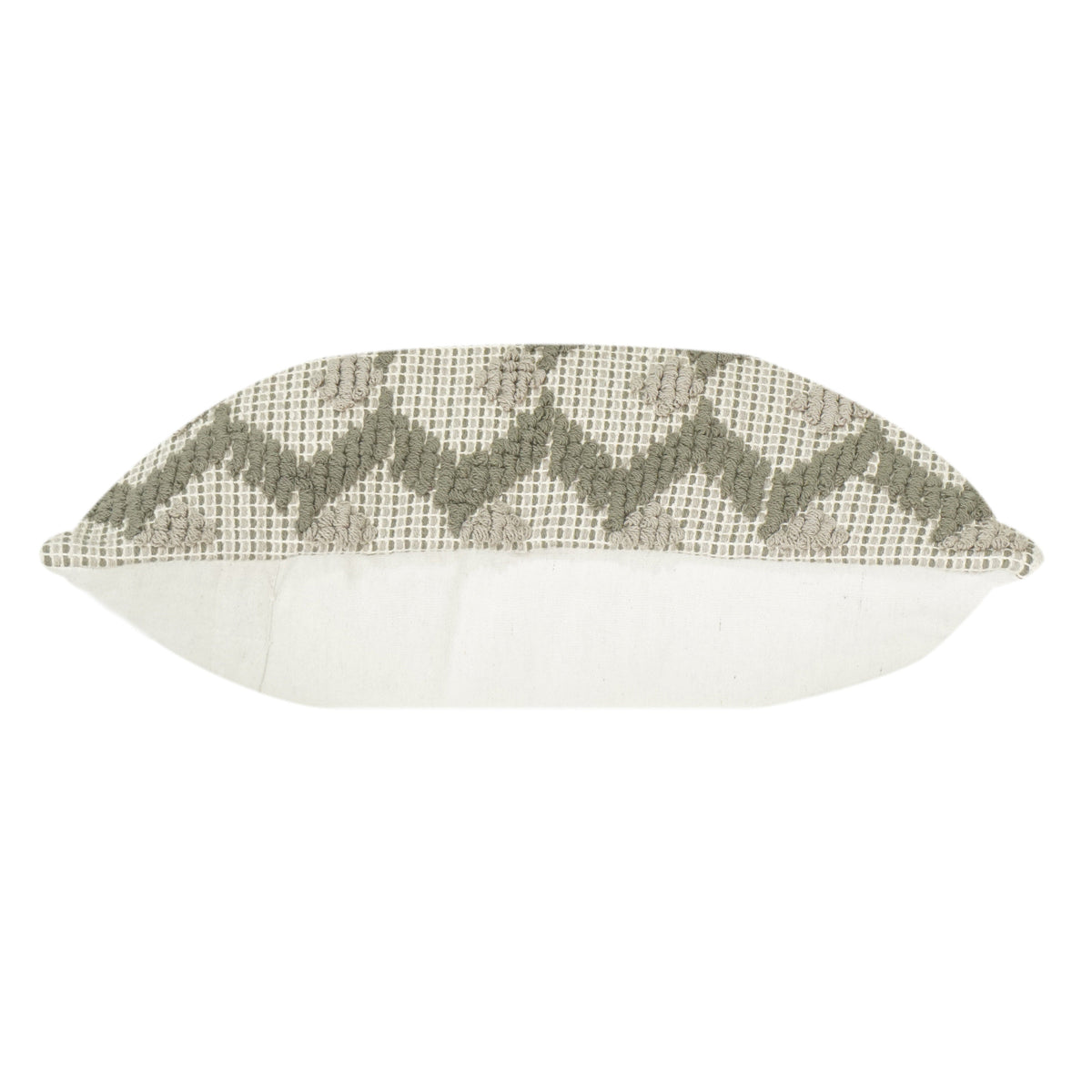 Housse de coussin en coton brodé géométrique texturé – Vert sauge et ivoire | Housse de coussin décoratif 45x45 cm - Bulk manufacturer & supplier from Panipat, India