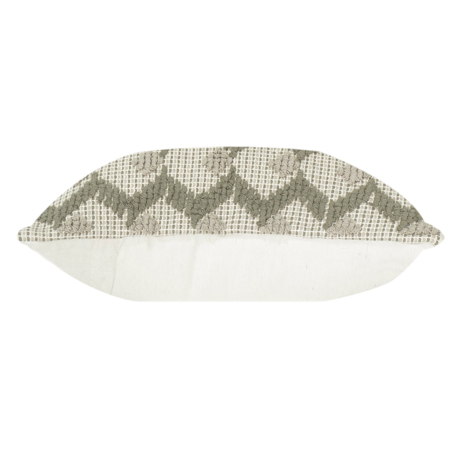 Strukturierter geometrischer bestickter Baumwoll-Kissenbezug – Salbeigrün & Elfenbein | 45x45 cm Dekokissenbezug