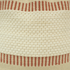Handwoven Textured Cotton Cushion Cover with Terracotta Stripe Design – 45x45 cm