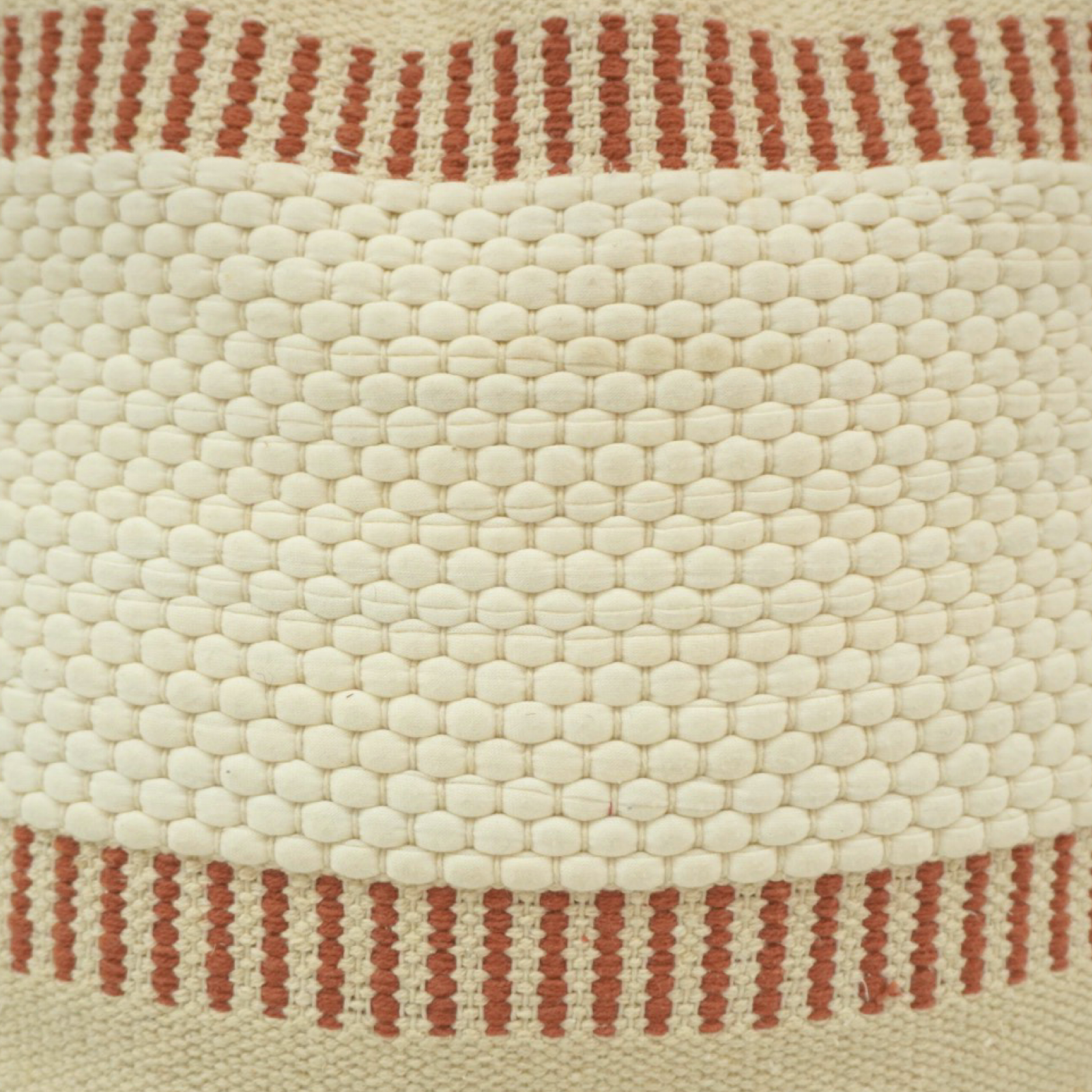 Handwoven Textured Cotton Cushion Cover with Terracotta Stripe Design – 45x45 cm