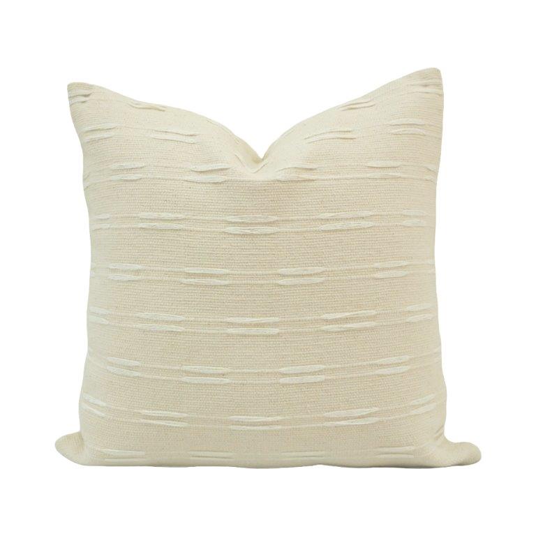 Handmade Textured Cotton Cushion Cover 45x45 cm | Minimal Embroidered Ivory Throw Pillow Cover | Modern Boho Home Décor - Bulk manufacturer & supplier from Panipat, India