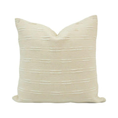 Handmade Textured Cotton Cushion Cover 45x45 cm | Minimal Embroidered Ivory Throw Pillow Cover | Modern Boho Home Décor