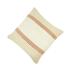 Handwoven Textured Cotton Cushion Cover with Terracotta Stripe Design – 45x45 cm