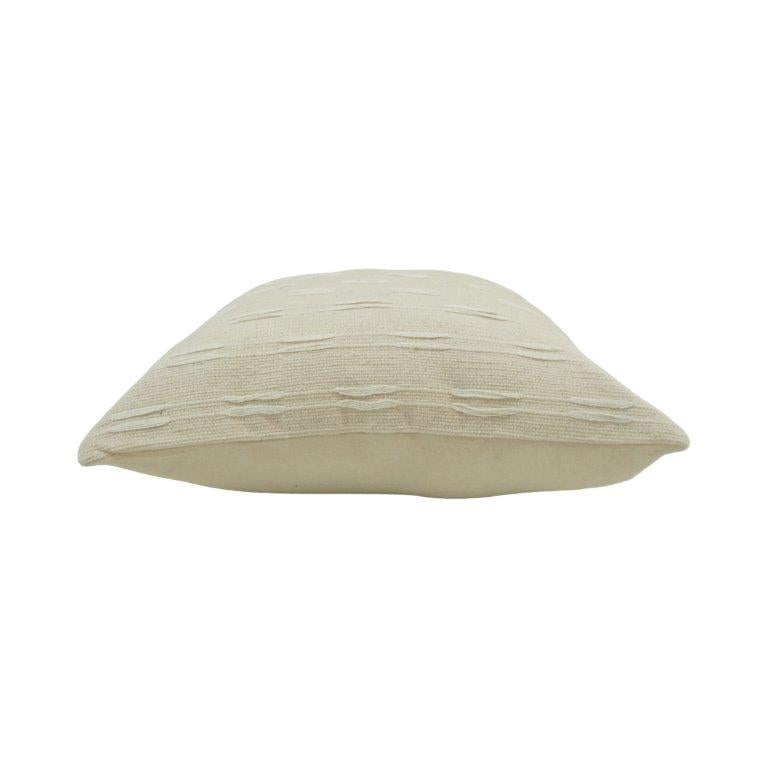 Handmade Textured Cotton Cushion Cover 45x45 cm | Minimal Embroidered Ivory Throw Pillow Cover | Modern Boho Home Décor - Bulk manufacturer & supplier from Panipat, India