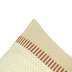 Handwoven Textured Cotton Cushion Cover with Terracotta Stripe Design – 45x45 cm