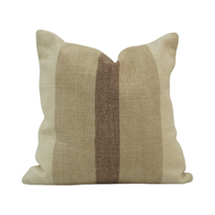 Handwoven Neutral Stripe Cushion Cover | Beige & Brown Cotton Cushion | 45x45 cm Decorative Pillow Cover