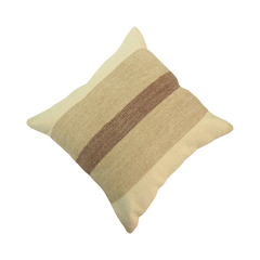 Handwoven Neutral Stripe Cushion Cover | Beige & Brown Cotton Cushion | 45x45 cm Decorative Pillow Cover