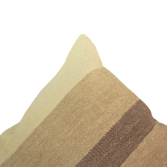 Handwoven Neutral Stripe Cushion Cover | Beige & Brown Cotton Cushion | 45x45 cm Decorative Pillow Cover