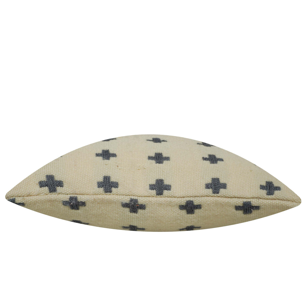 Handwoven Cotton Cushion Cover 45x45 cm – Beige & Black Plus Pattern | Textured Boho Accent Pillow Cover